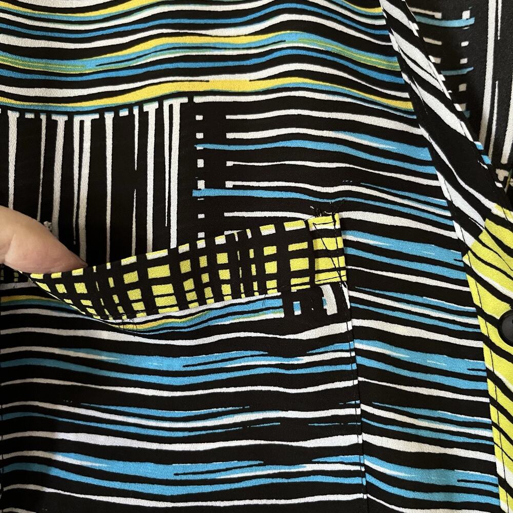 Relativity Button Front Blouse Patchwork Abstract… - image 3